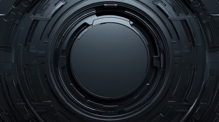 Abstract dark metallic circular technological design