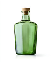 Green glass bottle isolated on a white background .