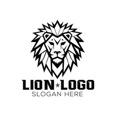 Lion Logo Design Vector Template. Lion Head Logo Icon Vector illustration. Black and white Lion head vector illustration