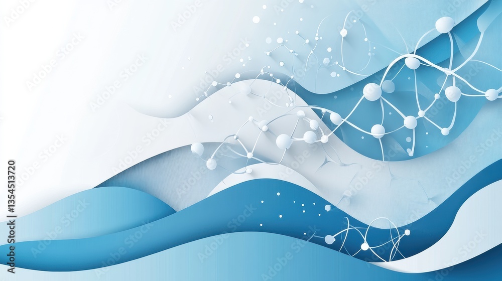 Aufkleber Futuristic science-inspired paper cut background featuring molecular structures and DNA helixes with interconnected layers in a sleek design