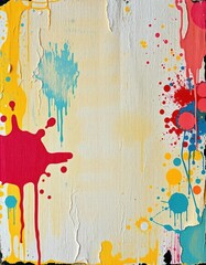 Textured canvas with smeared paint, distressed edges, visible brushstrokes, chaotic color splatters, art, red