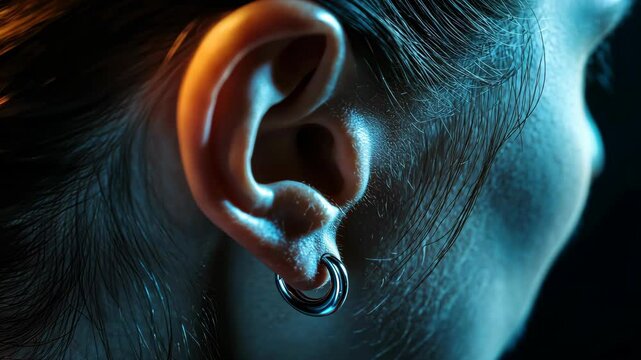 Close-up of a girl&rsquo;s ear-piercing. v1