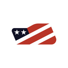 Logo design of the American flag, symbolizing patriotism, national pride, and American values, often with bold colors and geometric shapes.

