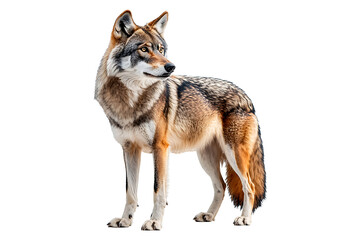 Fototapeta premium Arabian Wolf Isolated on White and Transparent Background PNG Image.