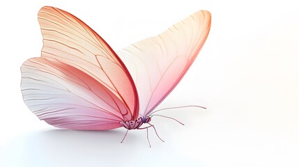 Obraz premium 57. A butterfly with light pink wings featuring a subtle gradient of color, isolated on a white surface