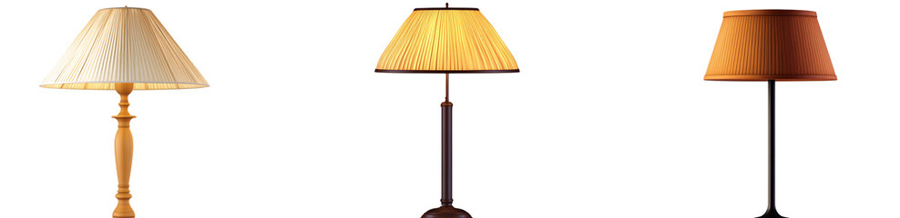 different lamps with shades, transparent background PNG