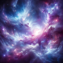 Vibrant Cosmic Nebula in Deep Space with Stars and Galaxies &ndash; Abstract Universe Background