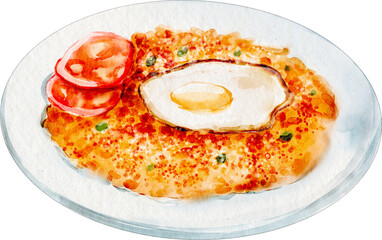 watercolor fried rice indonesian food