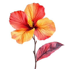 Vibrant Hibiscus Flower Abstract Art Red Orange Yellow Stripes