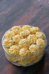 homemade kue sagu cookies on a jar