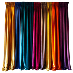 Luxurious Velvet Curtains in Rich Jewel Tones Isolated on Transparent Background