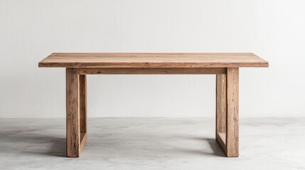 Rustic wooden table against a textured wall background.