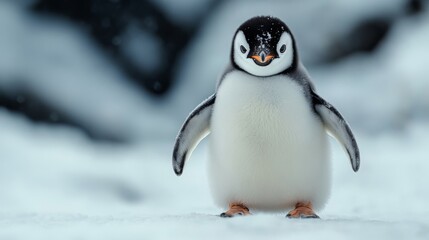 Obraz premium Adorable penguin in snowy habitat