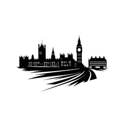 Fototapeta premium Big Ben, a simple line drawing vector illustration for a coloring book on a white background 