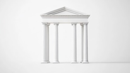 Obraz premium Classic White Pillars with Triangular Roof on a Minimalist Background