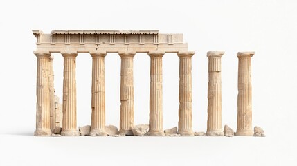 Naklejka premium Ancient Greek Temple Ruins with Classic Stone Columns and Frieze