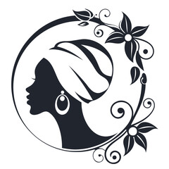 Graceful African Woman Silhouette High-Quality Vector Illustration on Transparent Background