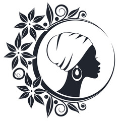 Graceful African Woman Silhouette High-Quality Vector Illustration on Transparent Background