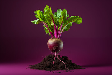 A fresh purple beetroot with root isolated on background