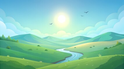 landscape with mountains and blue sky