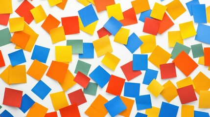 Obraz premium Colorful sticky notes scattered on a white surface