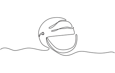 Continuous one line drawing Water Melon Fruit. Bright juicy summer fruit concept, Continuous one line drawing of watermelon with text Watermelon. Modern minimalist art.