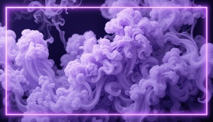 Fototapeta premium Whimsical Lavender Smoke Abstract Art with Glowing Purple Frame