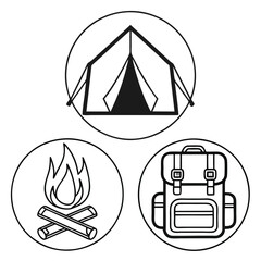 Simple Camping Line Art Icon Outdoor Adventure Symbol