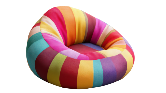 Rainbow Beanbag Chair: This colorful beanbag chair is a vibrant and inviting piece of furniture, perfect for adding a touch of fun and relaxation to any space.