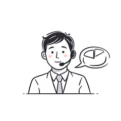 Helpdesk worker speaks about pie chart data
