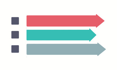 Fototapeta premium Infographic Arrows with Square Markers in Red, Teal, and Gray
