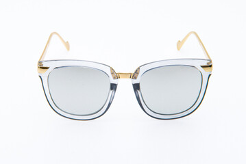 Fashion sunglasses clear frames on the white background.