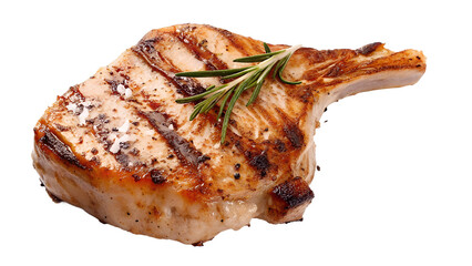 Juicy Grilled Pork Chop with Rosemary and Sea Salt – Perfect BBQ Meat - Isolated on Transparent Background