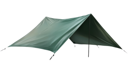 Shelter in the Wild: A green tarp, meticulously set up to provide shelter, stands as a testament to resilience and resourcefulness in the face of the great outdoors.