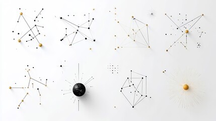 Abstract Geometric Design with Lines, Dots, and Circular Elements