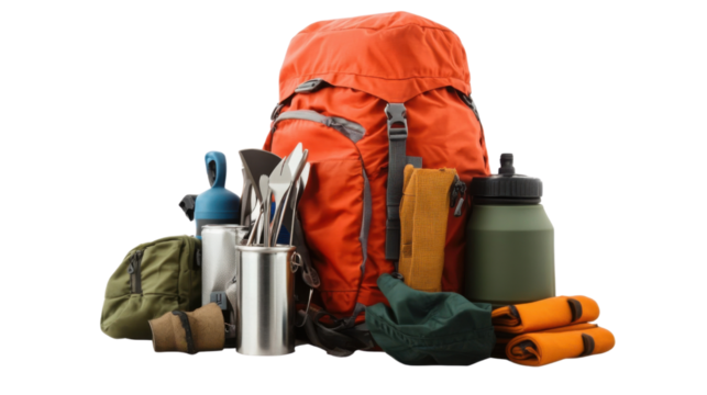 backpack and hiking equipment