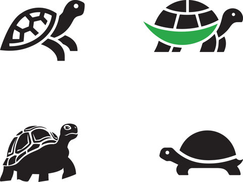 turtle set line art silhouette vector illustration.logo design icon style bundle