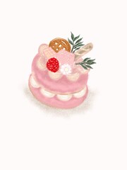 cake with cream and red berry