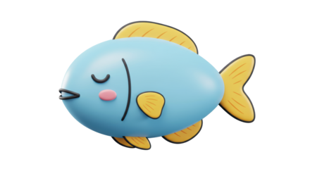 Isolated Light Blue Sleeping Fish with Closed Eyes