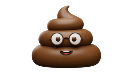 Isolated Emoji Poop with Glasses