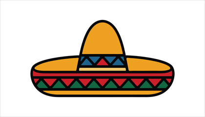 Colorful Mexican Sombrero Vector with Traditional Patterns.