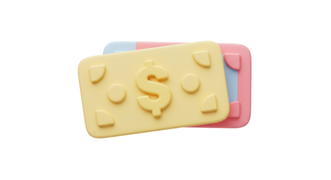 Isolated Yellow and Pink Cards with Dollar Sign