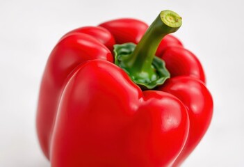 Vibrant red bell pepper, glossy skin, smooth texture, healthy, red