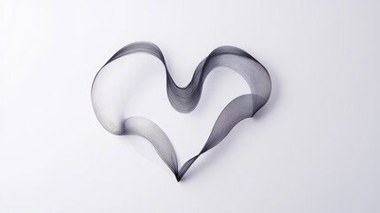 Black Wave Ribbon Forming a Heart Shape on a White Background