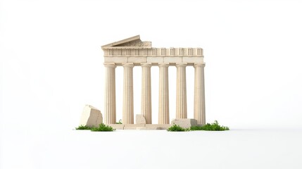 Obraz premium Miniature Model of Ancient Greek Temple with Green Elements