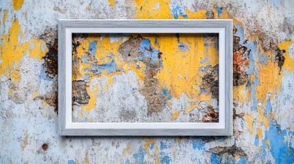 Naklejka premium Gray frame on weathered wall