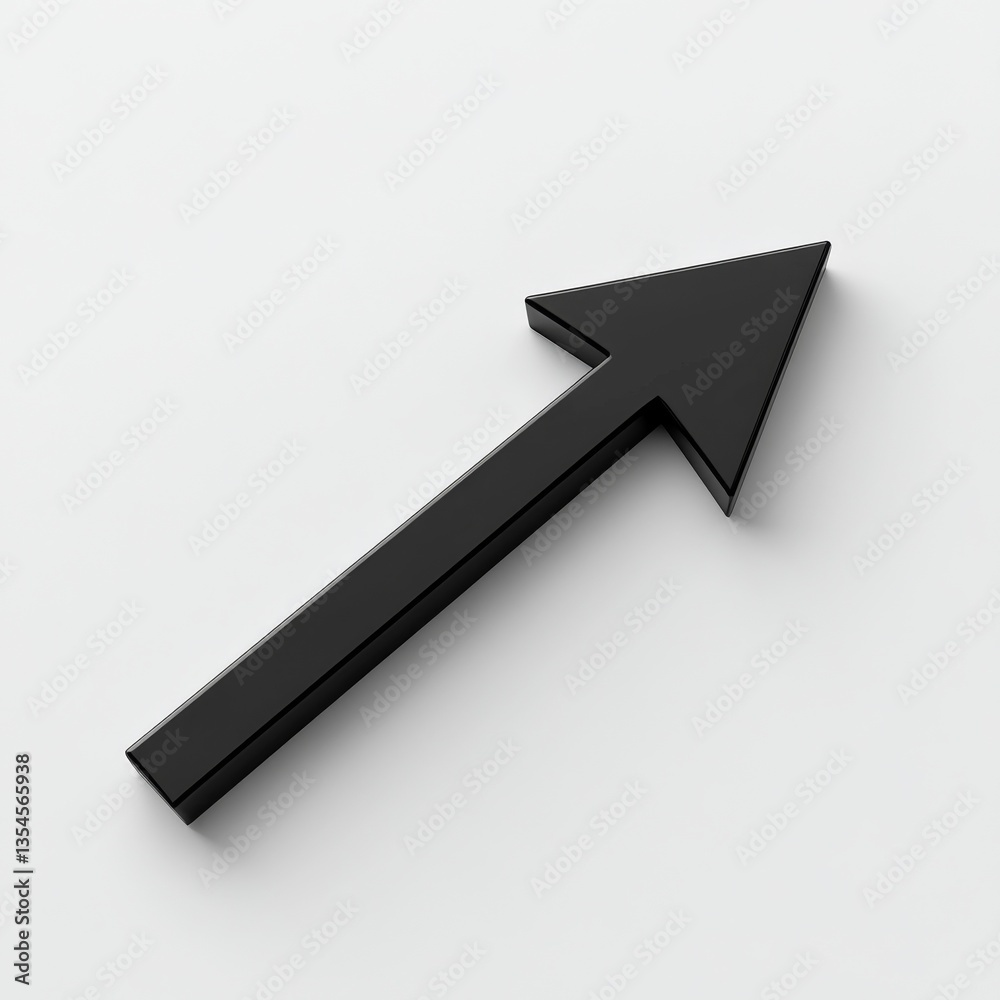 Poster sharp black arrow ascending on white background symbolizing growth and forward direction with clean 