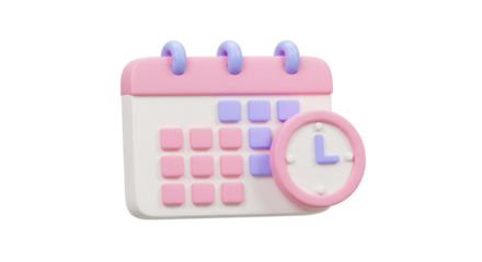 Isolated Pastel Calendar with Clock Symbolizing Time Management