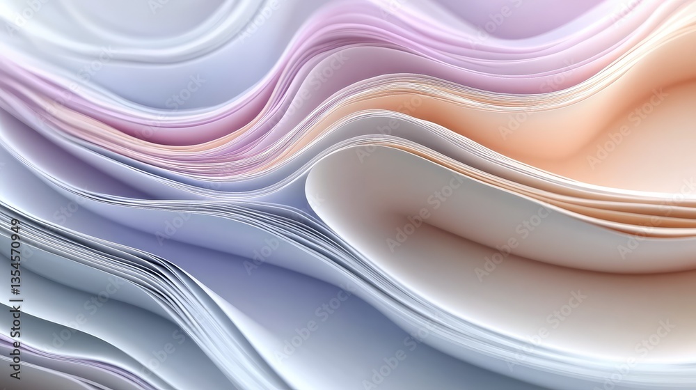 Aufkleber abstract close-up of colorful paper waves creating a soft gradient effect, showcasing smooth curves 