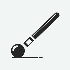 very simple flat and minimalist Billiard Cue silhouette in black on a white background